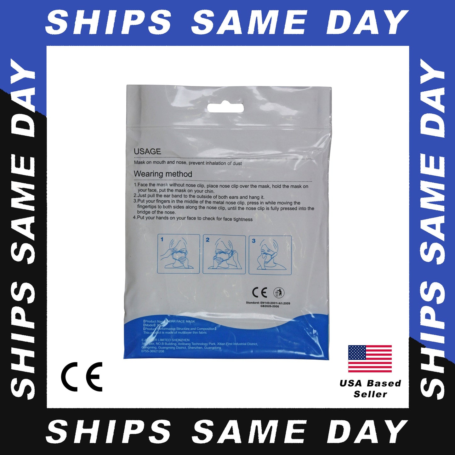 10-Pack of Disposable KN95 Face Masks with 95% Filtration Efficiency by Bumper-King