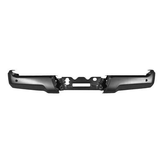 Painted Ford Super Duty rear bumper face assembly with park assist sensor holes
