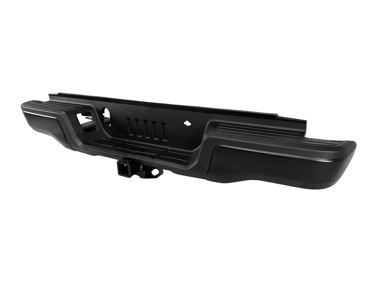 Close-up of painted Ford Ranger rear bumper assembly replacement without park assist