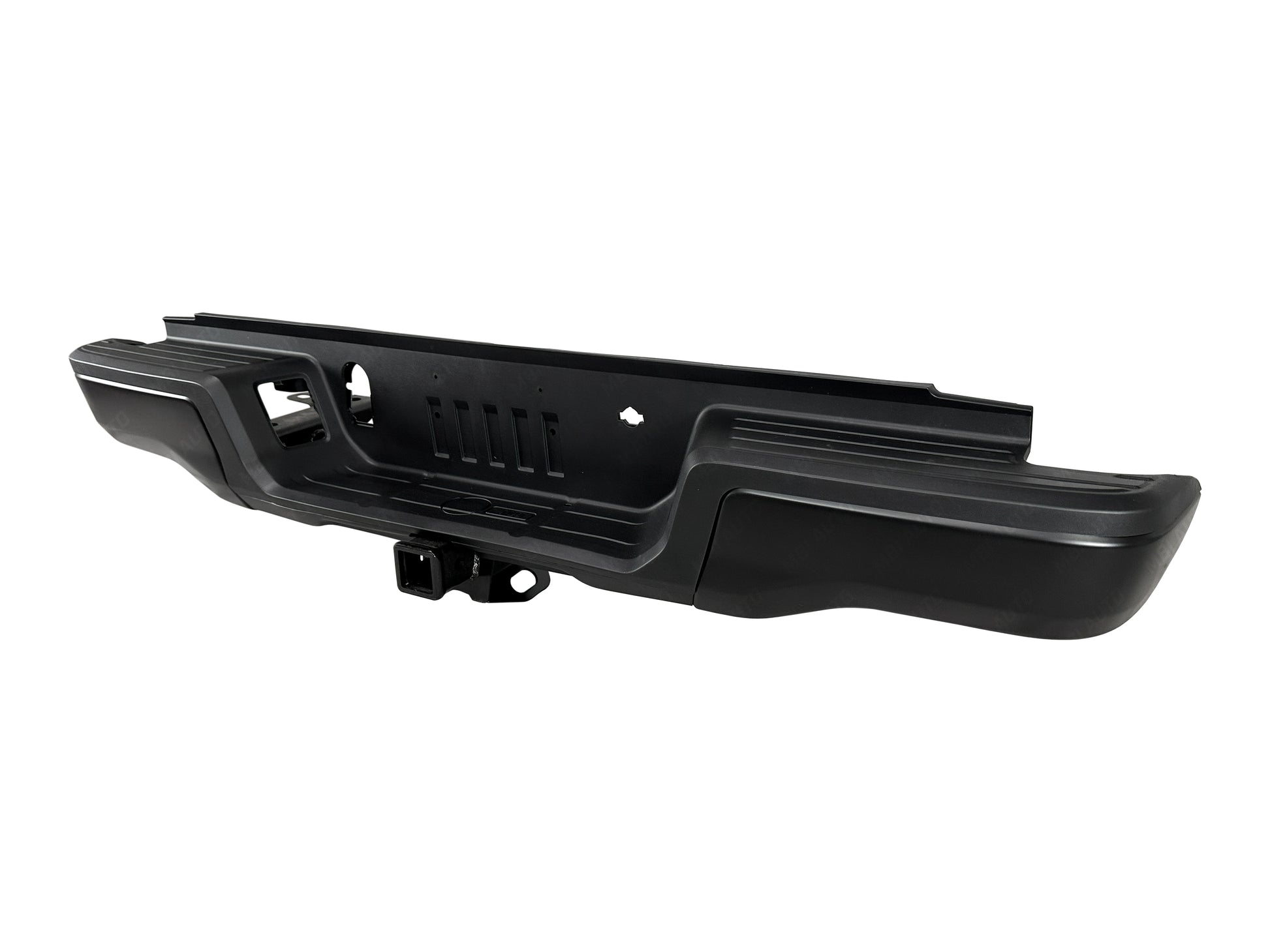 Close-up of painted Ford Ranger rear bumper assembly replacement without park assist