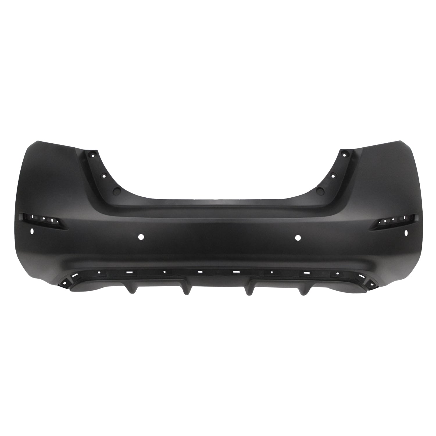 Painted Nissan Leaf rear bumper cover with park assist sensor holes 