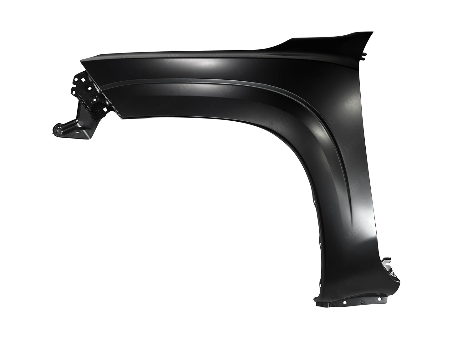 Painted Nissan Frontier driver-side left front fender without wheel molding holes 