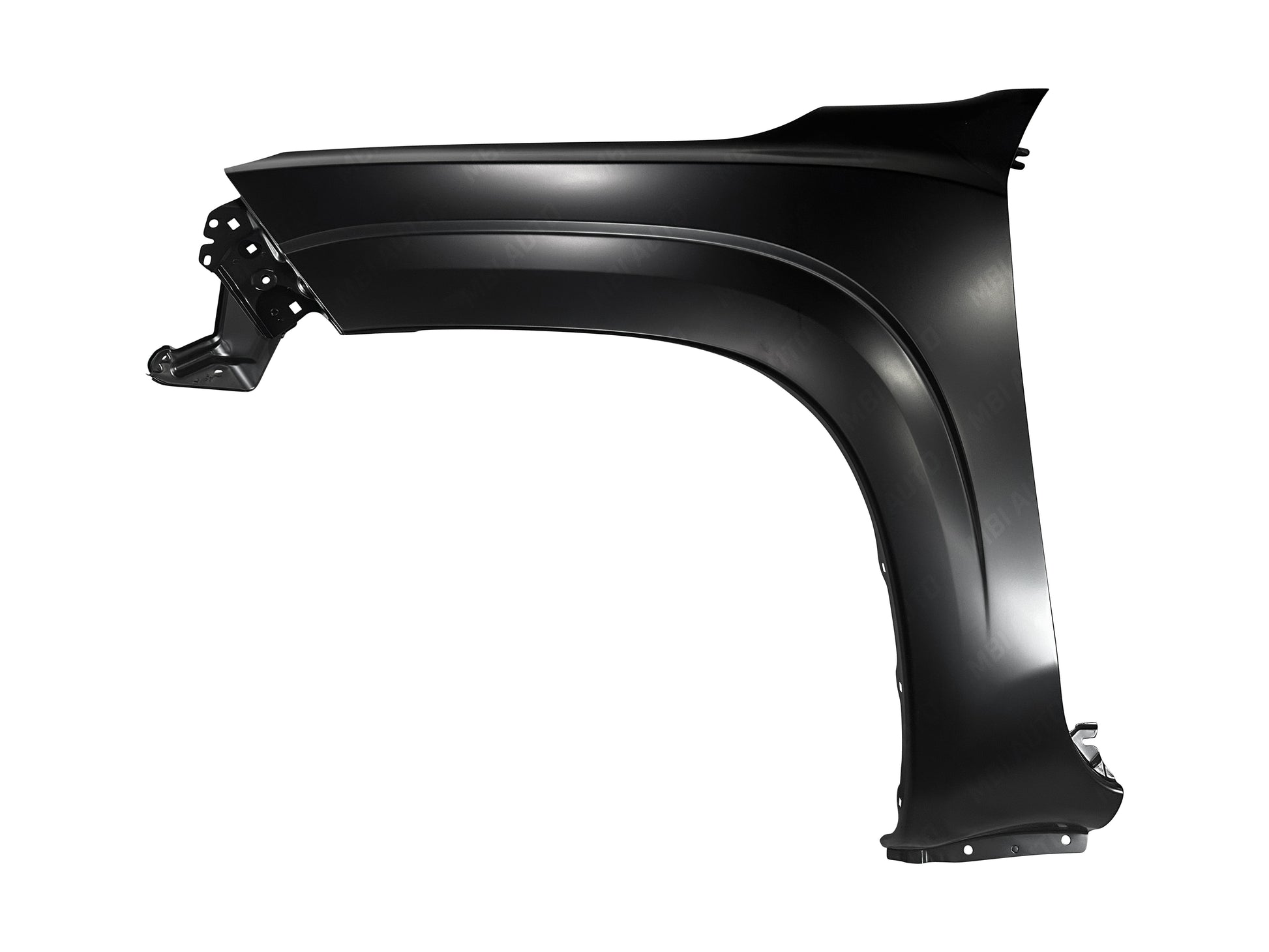 Painted Nissan Frontier driver-side left front fender without wheel molding holes 