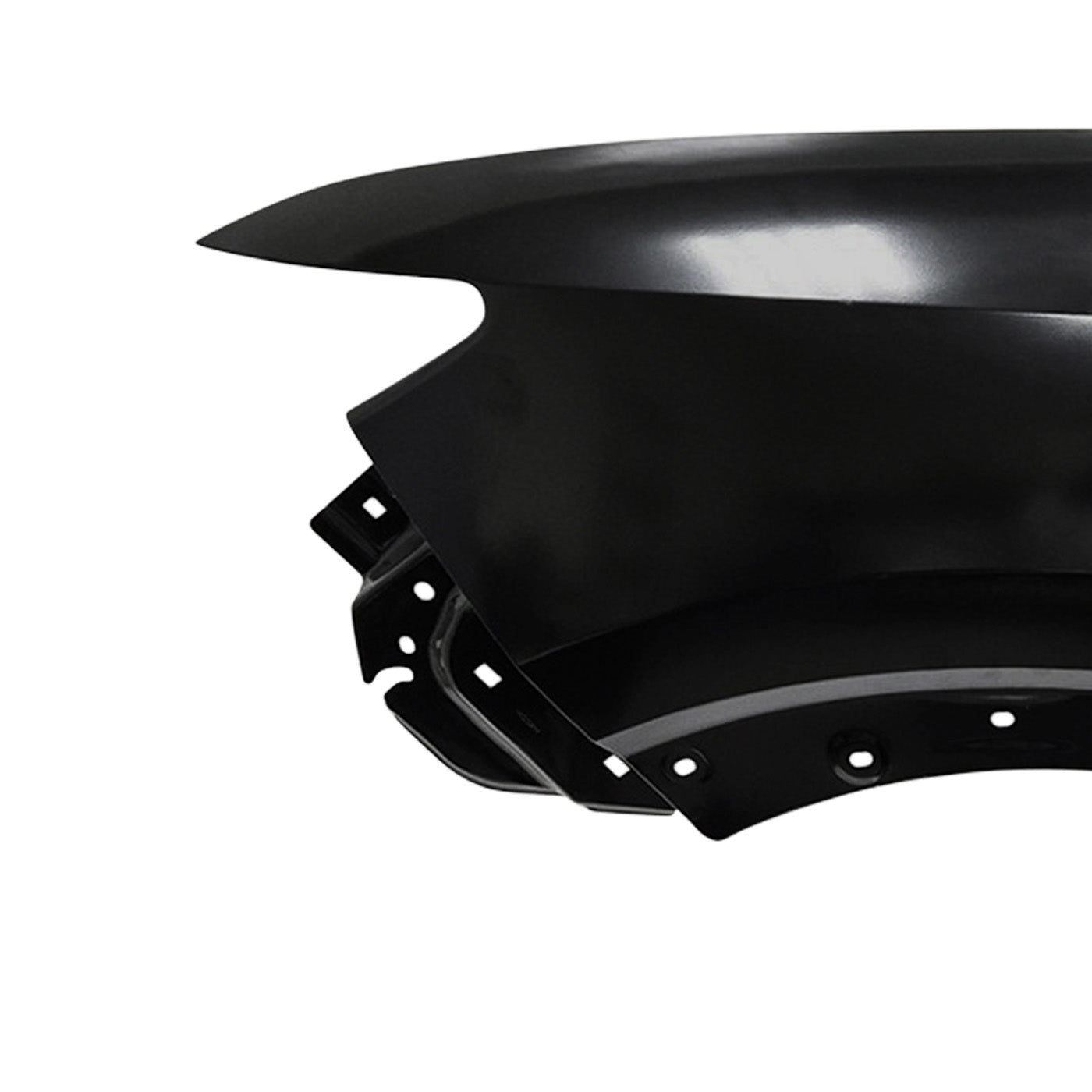 Close-up of painted Nissan Kicks driver-side front fender replacement