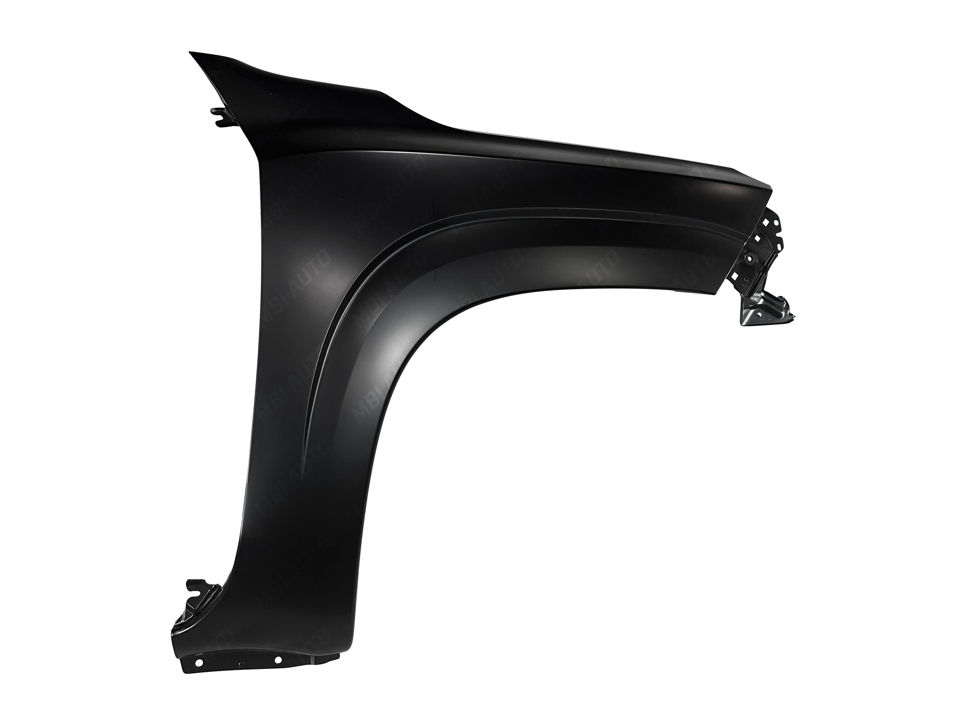 Close-up of painted Nissan Frontier passenger-side front fender replacement