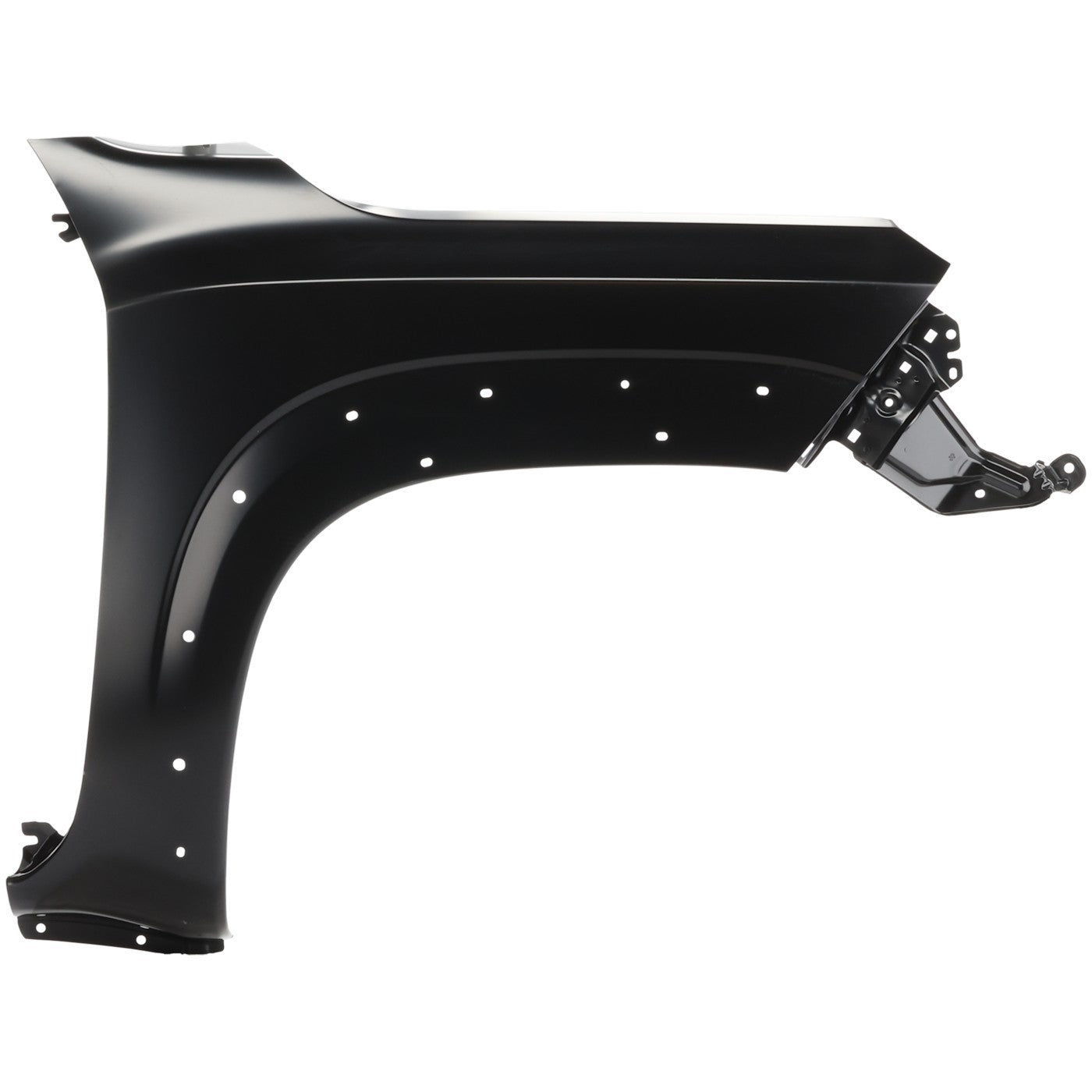 Painted Nissan Frontier passenger-side right front fender with wheel molding holes
