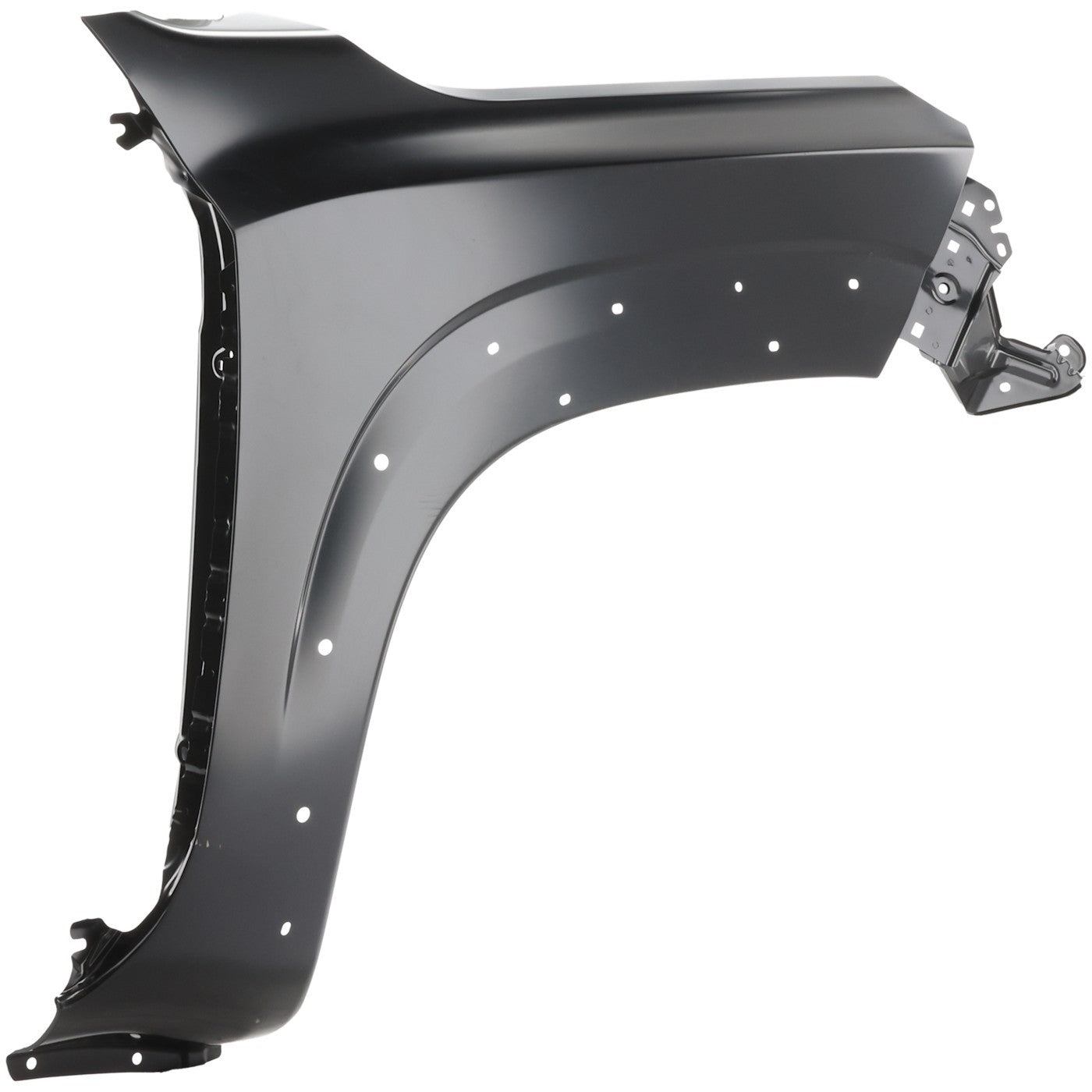 Close-up of painted Nissan Frontier passenger-side front fender replacement