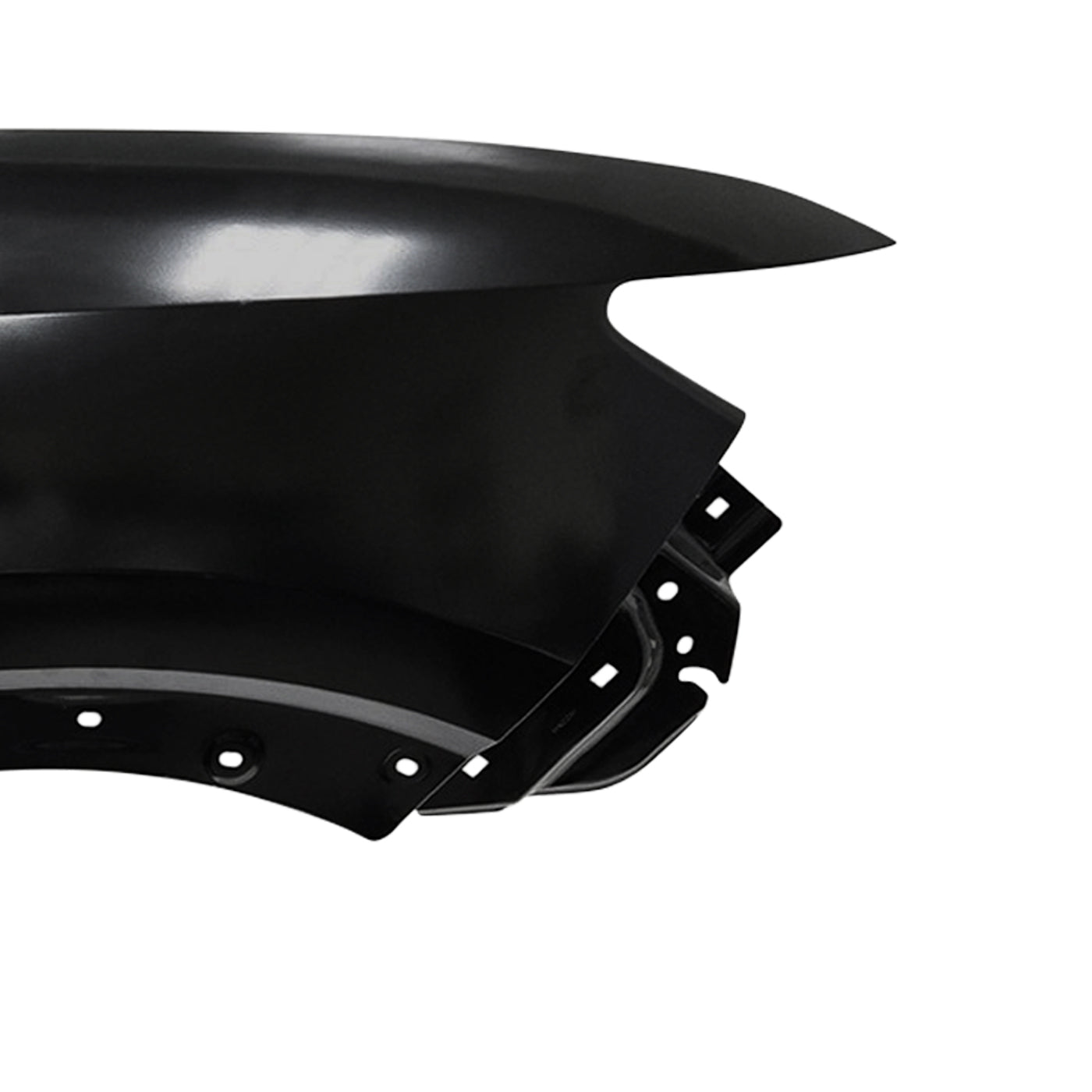 Close-up of painted Nissan Kicks passenger-side front fender replacement