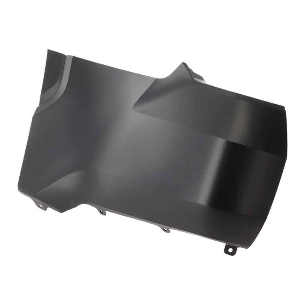 Close-up of painted Toyota Tundra driver-side rear bumper end replacement