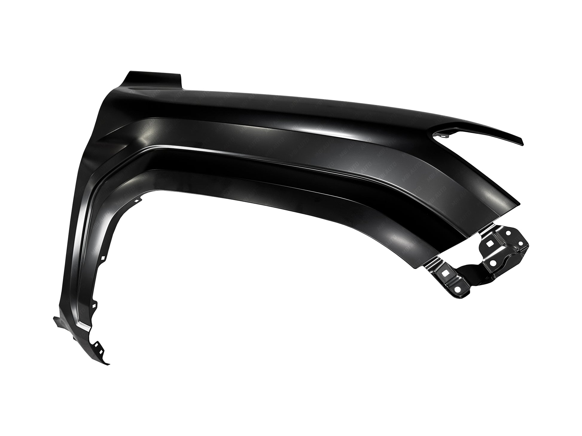 Close-up of painted Toyota Tacoma passenger-side front fender replacement